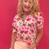 Bouquet of Confidence Puff Sleeve Floral Blouse