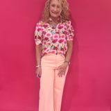 Bouquet of Confidence Puff Sleeve Floral Blouse