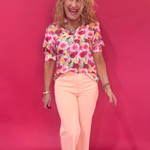 Bouquet of Confidence Puff Sleeve Floral Blouse