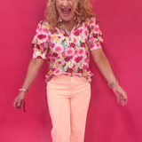 Bouquet of Confidence Puff Sleeve Floral Blouse