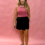 Breezy Balance: Linen Wrap Skort in Black
