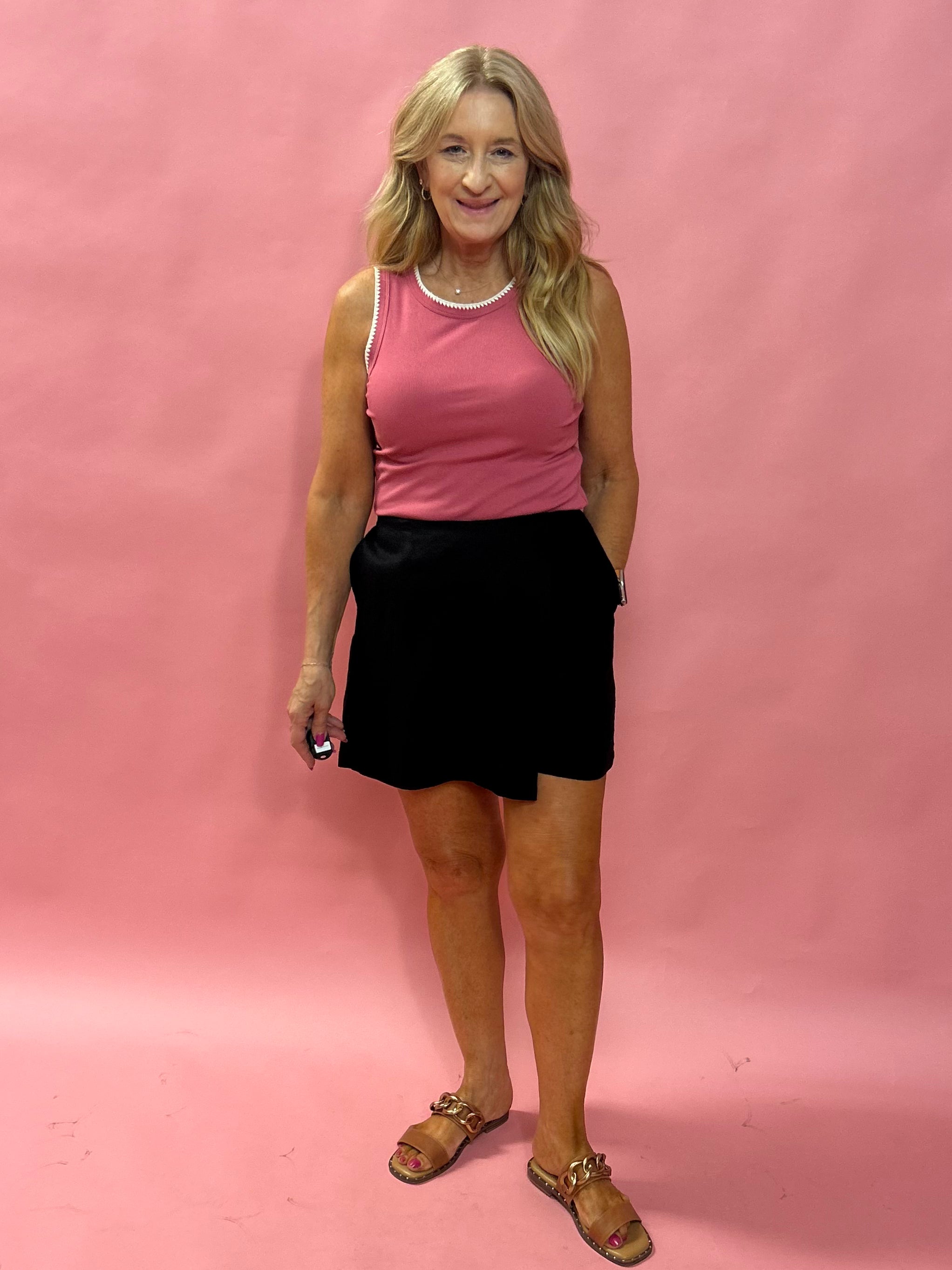 Breezy Balance: Linen Wrap Skort in Black