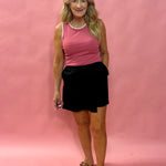 Breezy Balance: Linen Wrap Skort in Black