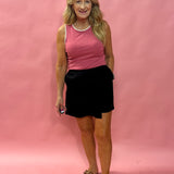 Breezy Balance: Linen Wrap Skort in Black