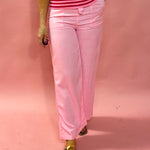 Breezy Luxe: Linen Wide-Leg Pants with Tasseled Drawstring in Pink