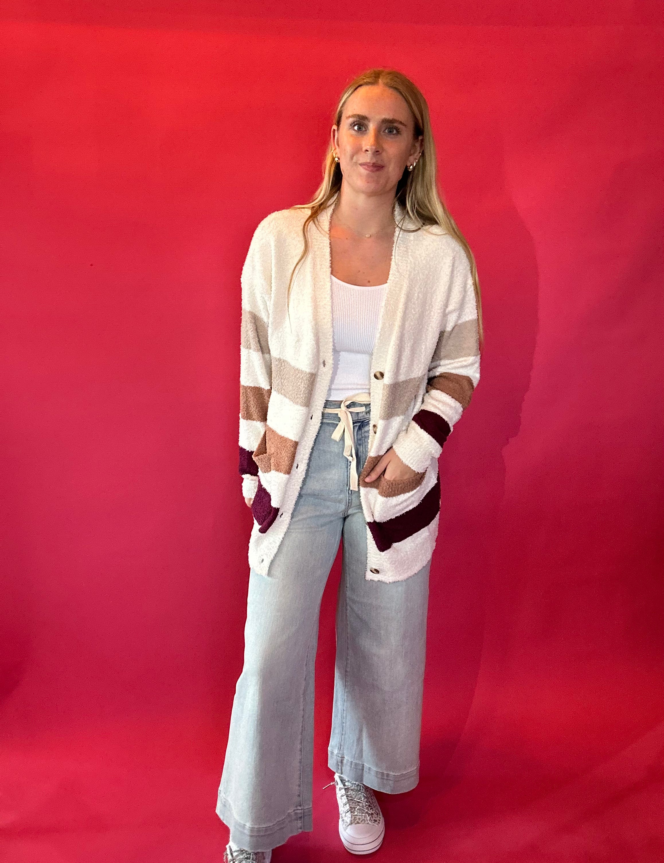 Button Bliss Striped Cardigan
