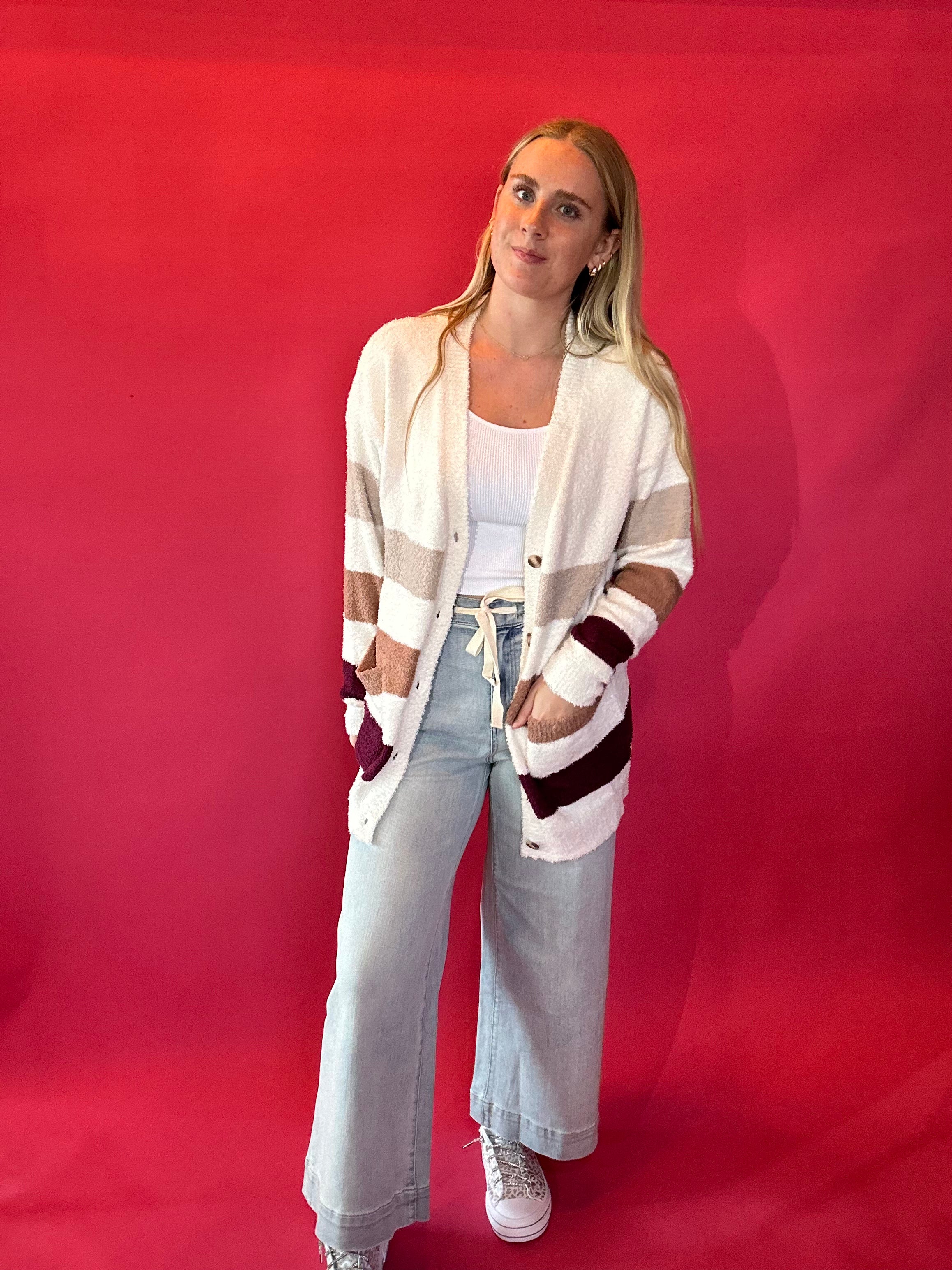 Button Bliss Striped Cardigan
