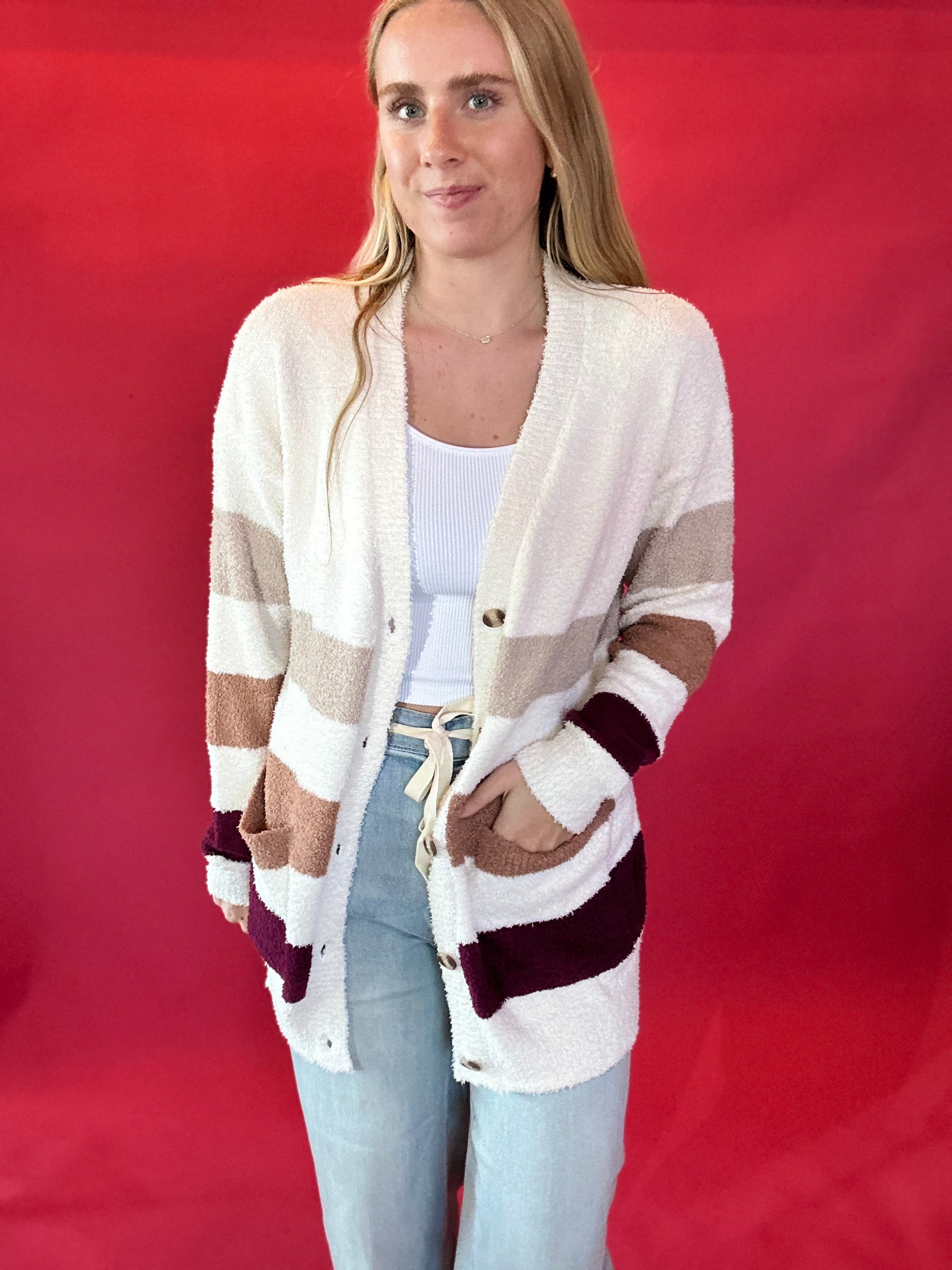 Button Bliss Striped Cardigan