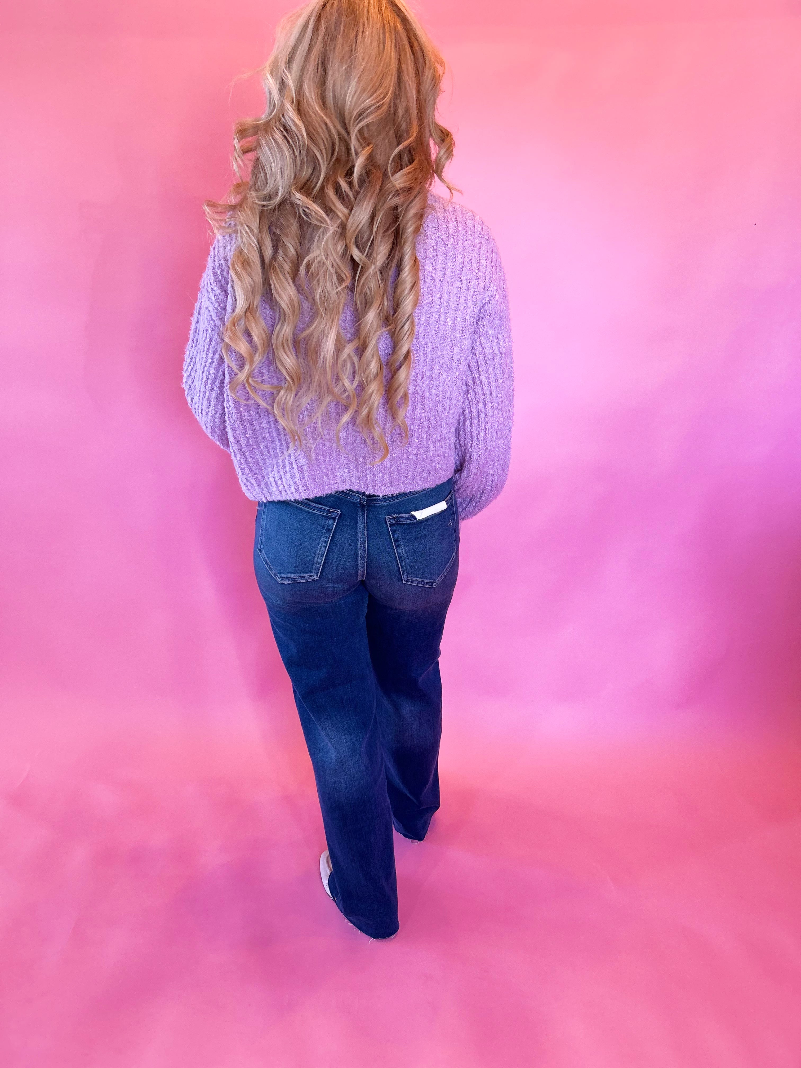 Buttoned Bliss Fluffy Knit Sweater in Pink