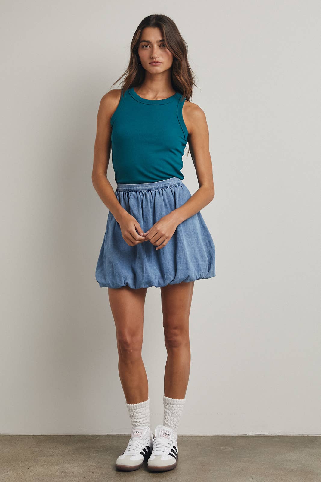 CREW NECK RIBBED KNIT TANK TOP / WL18-1044