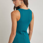 CREW NECK RIBBED KNIT TANK TOP / WL18-1044
