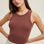 CREW NECK RIBBED KNIT TANK TOP / WL18-1044