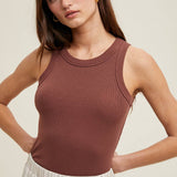 CREW NECK RIBBED KNIT TANK TOP / WL18-1044