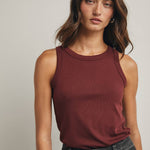 CREW NECK RIBBED KNIT TANK TOP / WL18-1044