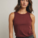 CREW NECK RIBBED KNIT TANK TOP / WL18-1044