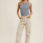 CREW NECK RIBBED KNIT TANK TOP / WL18-1044
