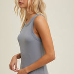 CREW NECK RIBBED KNIT TANK TOP / WL18-1044