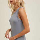 CREW NECK RIBBED KNIT TANK TOP / WL18-1044