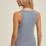 CREW NECK RIBBED KNIT TANK TOP / WL18-1044