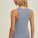 CREW NECK RIBBED KNIT TANK TOP / WL18-1044