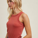 CREW NECK RIBBED KNIT TANK TOP / WL18-1044