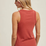 CREW NECK RIBBED KNIT TANK TOP / WL18-1044
