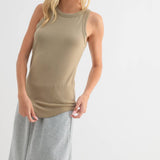 CREW NECK RIBBED KNIT TANK TOP / WL18-1044
