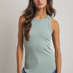 CREW NECK RIBBED KNIT TANK TOP / WL18-1044