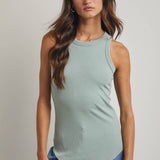 CREW NECK RIBBED KNIT TANK TOP / WL18-1044