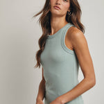CREW NECK RIBBED KNIT TANK TOP / WL18-1044