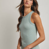 CREW NECK RIBBED KNIT TANK TOP / WL18-1044