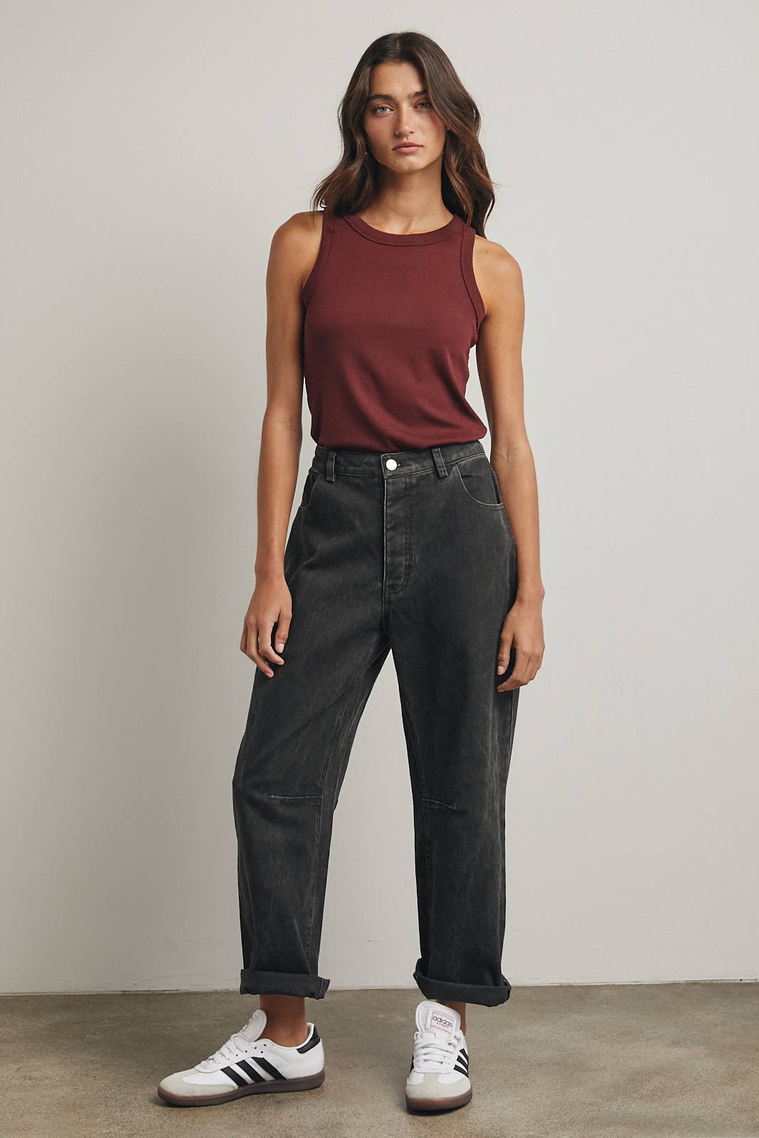 CREW NECK RIBBED KNIT TANK TOP / WL18-1044