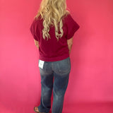 Cabernet Scuba Knit Half Zip Mock Neck Top
