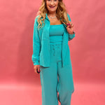Cambria Gauze Top in Cabana Green