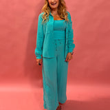 Cambria Gauze Top in Cabana Green