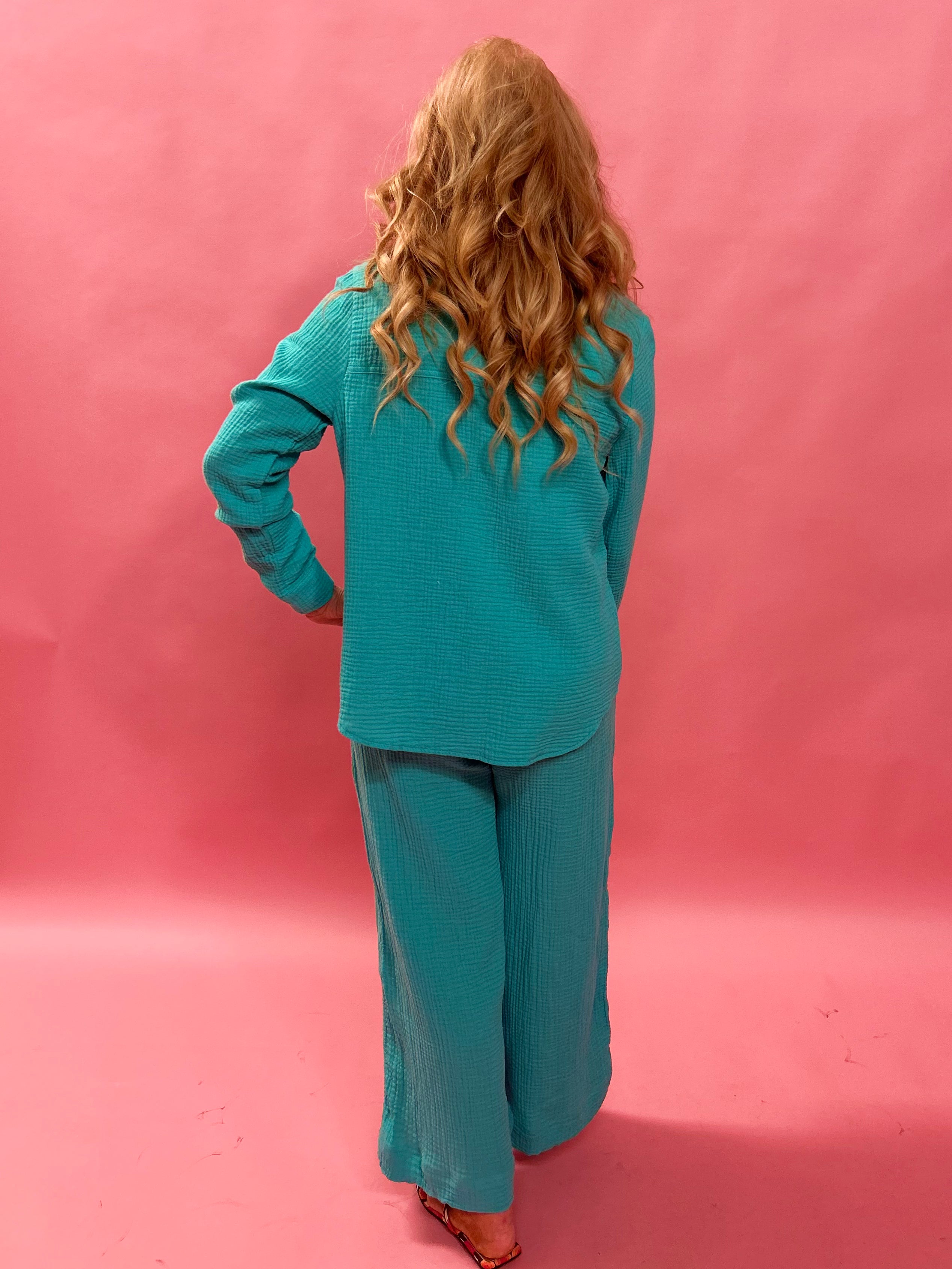 Cambria Gauze Top in Cabana Green