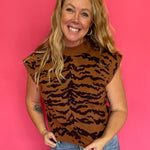 Camel-Leon Print Top