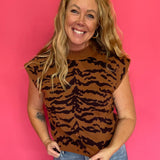 Camel-Leon Print Top