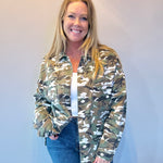 Camo Chest Pockets Loose Jean Jacket