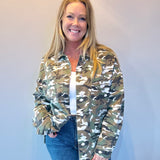 Camo Chest Pockets Loose Jean Jacket