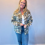 Camo Chest Pockets Loose Jean Jacket