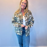 Camo Chest Pockets Loose Jean Jacket