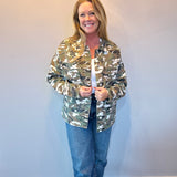 Camo Chest Pockets Loose Jean Jacket