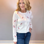 Candy Cane Lane Embroidered Button-Up Cardigan