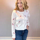 Candy Cane Lane Embroidered Button-Up Cardigan