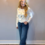 Candy Cane Lane Embroidered Button-Up Cardigan