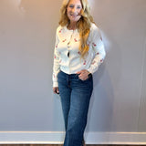 Candy Cane Lane Embroidered Button-Up Cardigan