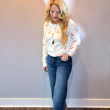 Candy Cane Lane Embroidered Button-Up Cardigan