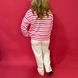 Candy Stripe Button-Up Cardigan in Pink - Shabby 2 Chic Boutiques