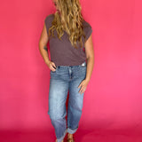 Cap Sleeve Textured Knit Top in Muted Raisin